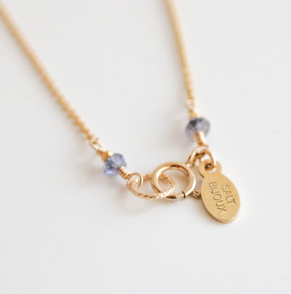 Handmade Gold Filled Iolite Mini Coin Choker Necklace (40cm)