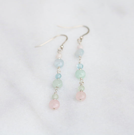 Morganite & Aquamarine Silver Earrings