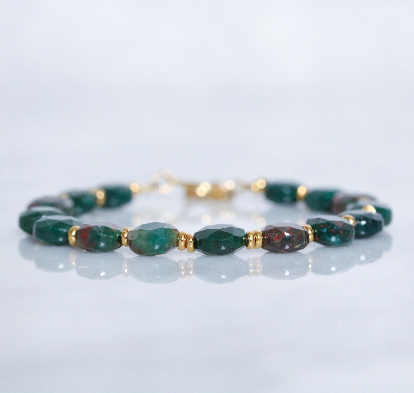 Bloodstone Bracelet: Karen Hill Tribe Gold Fill, Faceted Gemstone