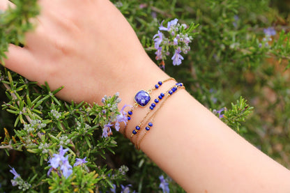 Handmade Lapis Lazuli Gold Layered Bracelet - September Birthstone