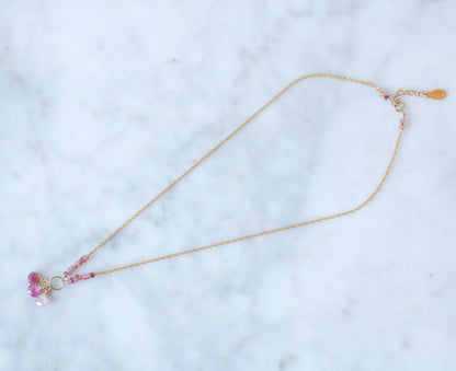 Handmade Watermelon Tourmaline Necklace: 14k Gold Filled Pink Gemstone