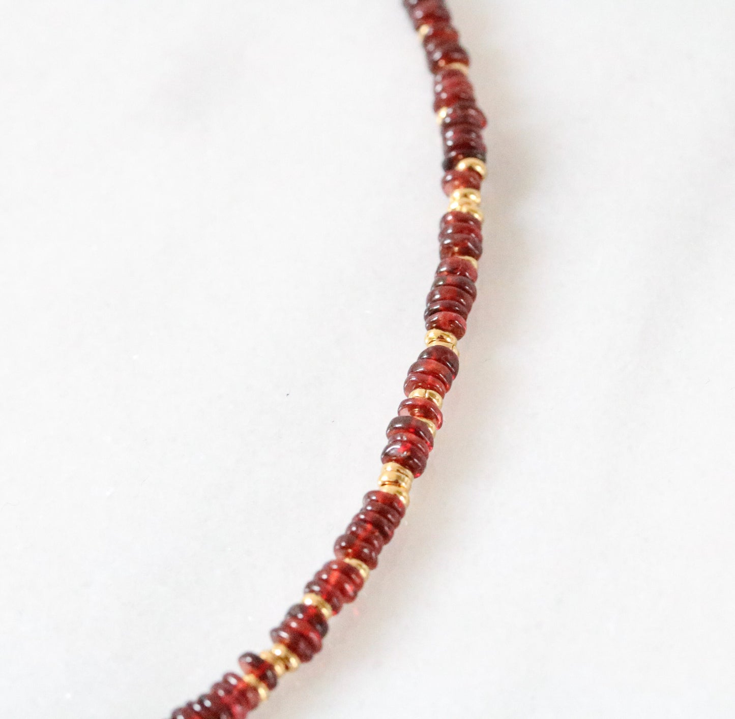 Garnet Heishi Choker: Gold Vermeil Surfer Necklace