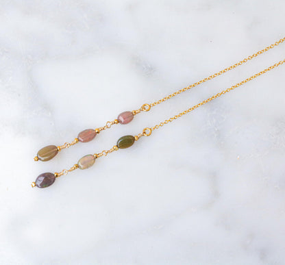 Ethiopian Opal Threader Earrings: Handmade 14k Gold Fill, October Birthstone