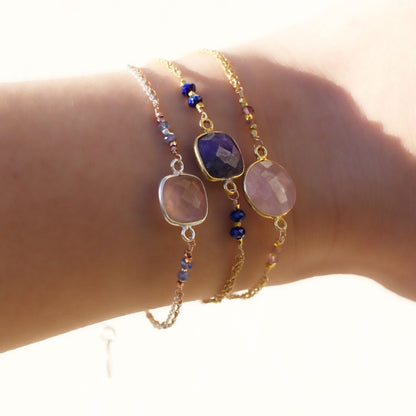 Handmade Lapis Lazuli Gold Layered Bracelet - September Birthstone