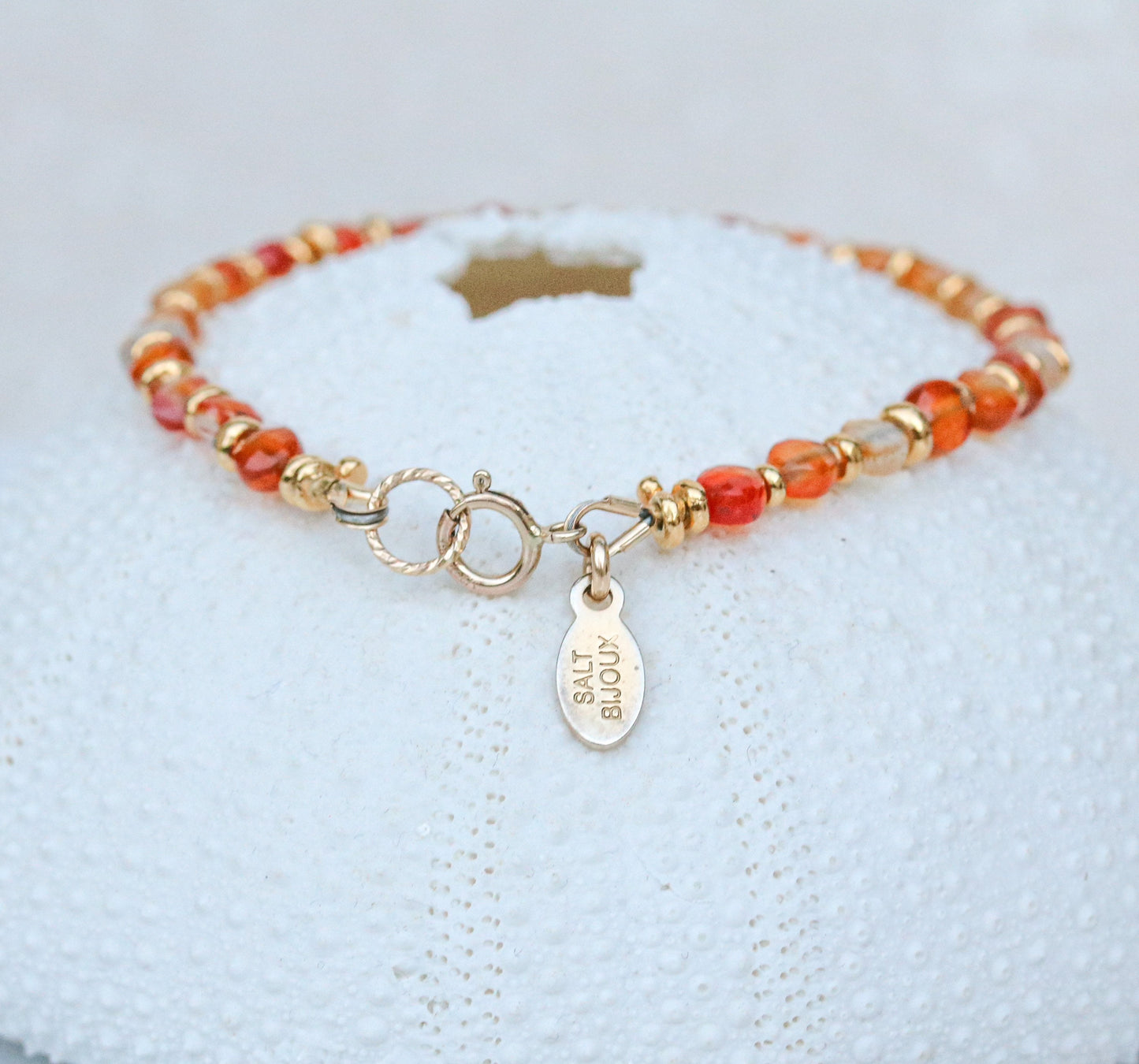 Faceted Carnelian Bracelet: Karen Hill Tribe Gold Vermeil, Gold Fill