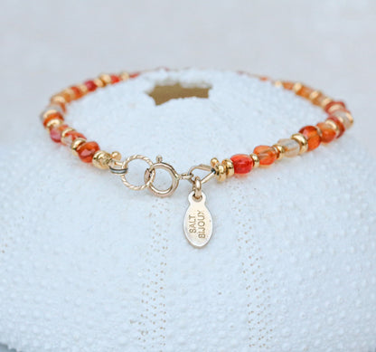 Faceted Carnelian Bracelet: Karen Hill Tribe Gold Vermeil, Gold Fill