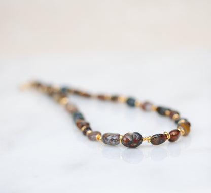 Pietersite Bag Charm: Gold Vermeil, Gemstone Handbag Accessory