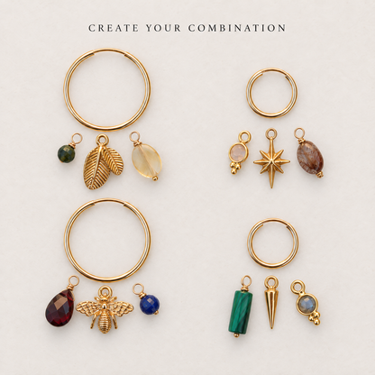 Interchangeable Gold Filled Petite 13mm Hoop Earrings & Natural Gemstone Charms | Autumn Edit