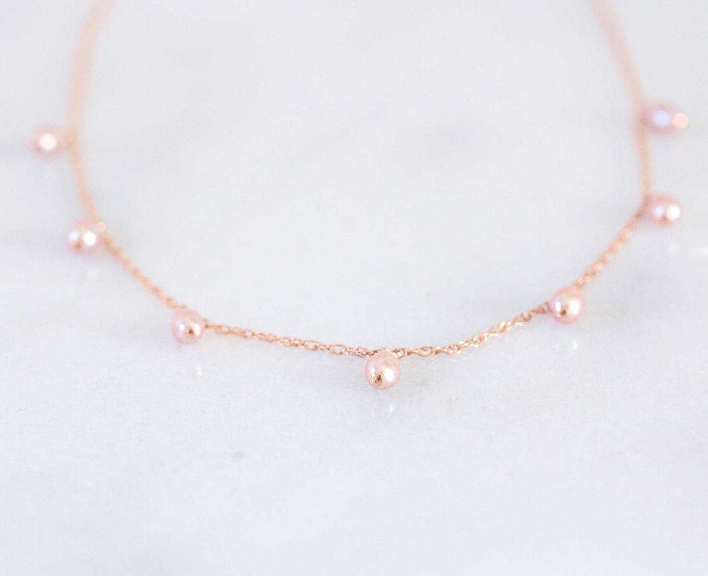 Handmade Rose Gold Freshwater Pearl Choker: Pastel Pink Baroque Necklace