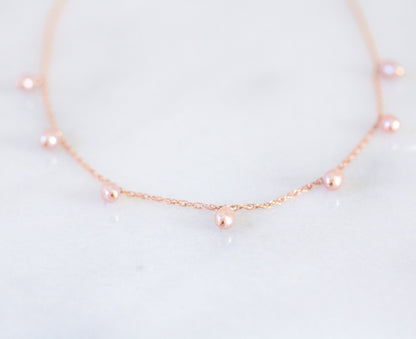 Handmade Rose Gold Freshwater Pearl Choker: Pastel Pink Baroque Necklace