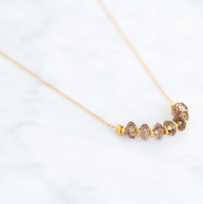 Faceted Smoky Quartz 14ct Gold Fill Necklace with Extender