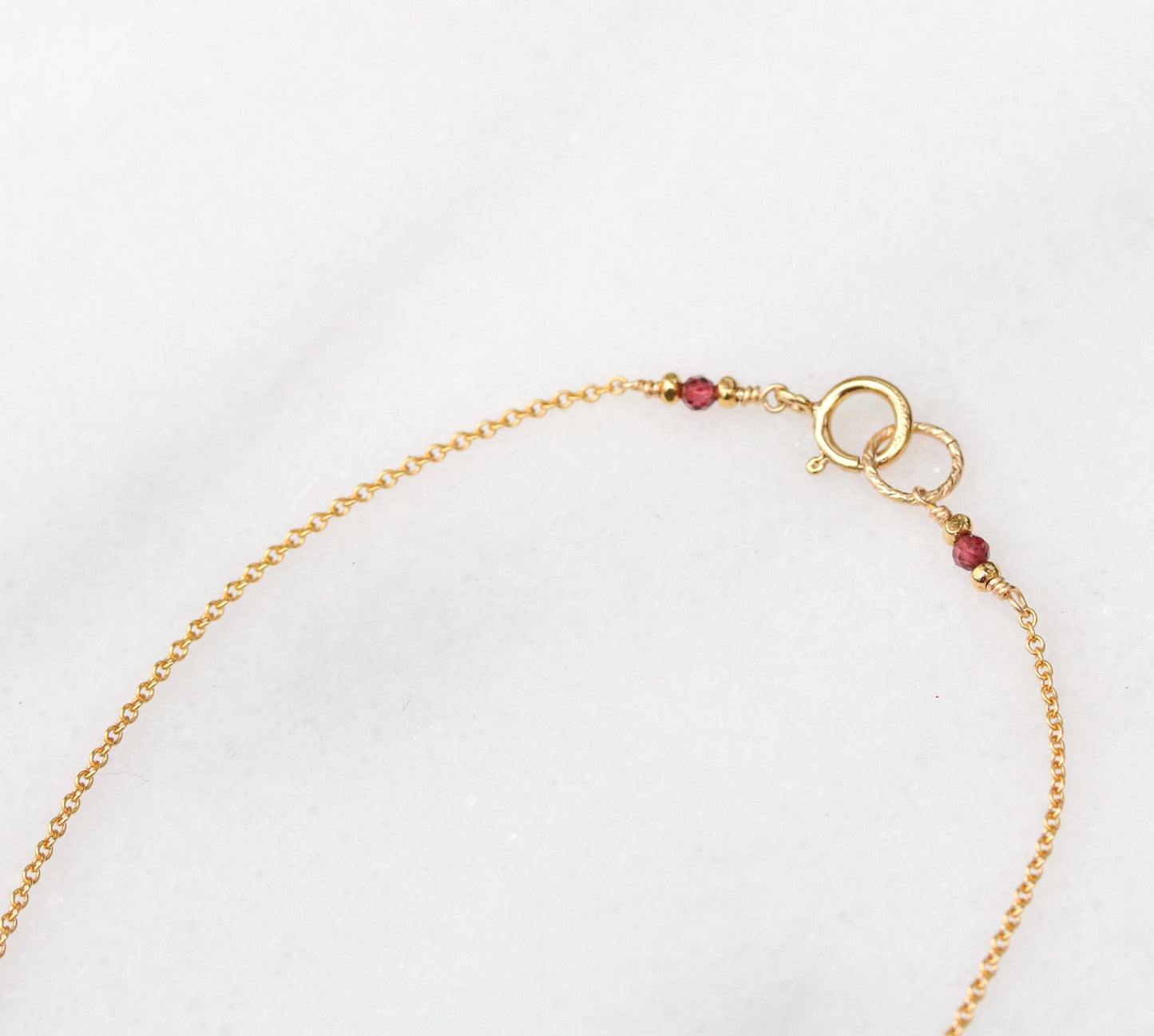 Gold Heart Necklace: Garnet Lips Charm, Valentine's Gift