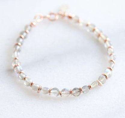Labradorite Bracelet: Karen Hill Tribe Rose Gold Vermeil, Handmade