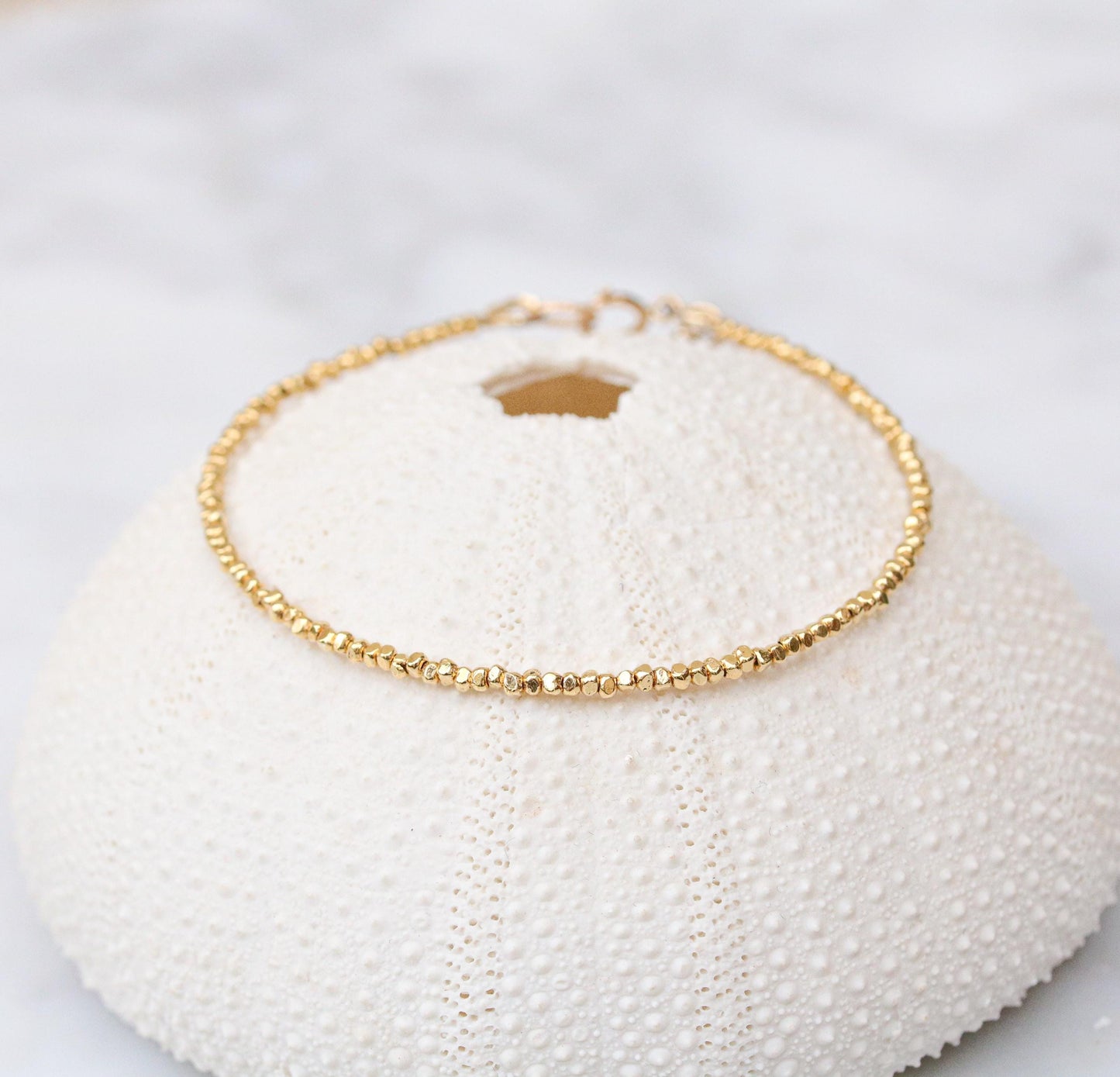 Karen Hill Tribe Gold Vermeil Nugget Bead Bracelet: Handmade Stacking Jewelry