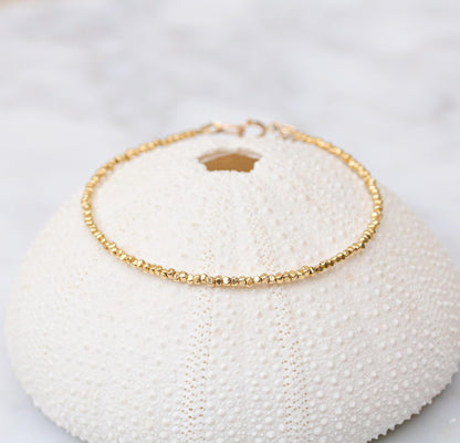 Karen Hill Tribe Gold Vermeil Nugget Bead Bracelet: Handmade Stacking Jewelry