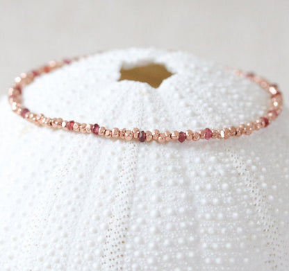Handmade Rose Gold Vermeil Bracelet: Sapphire Nugget Bead Stacking Bracelet