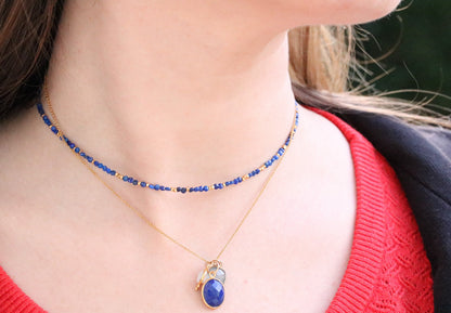 Lapis Lazuli Gold Vermeil Choker: September Birthstone Necklace