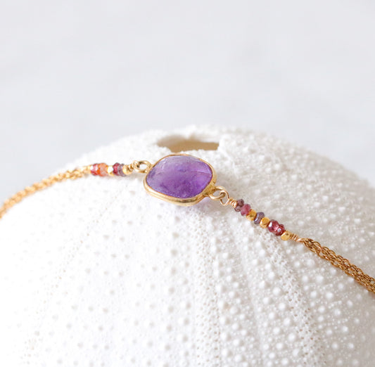 Handmade Amethyst Bracelet: Gold Vermeil, February Birthstone