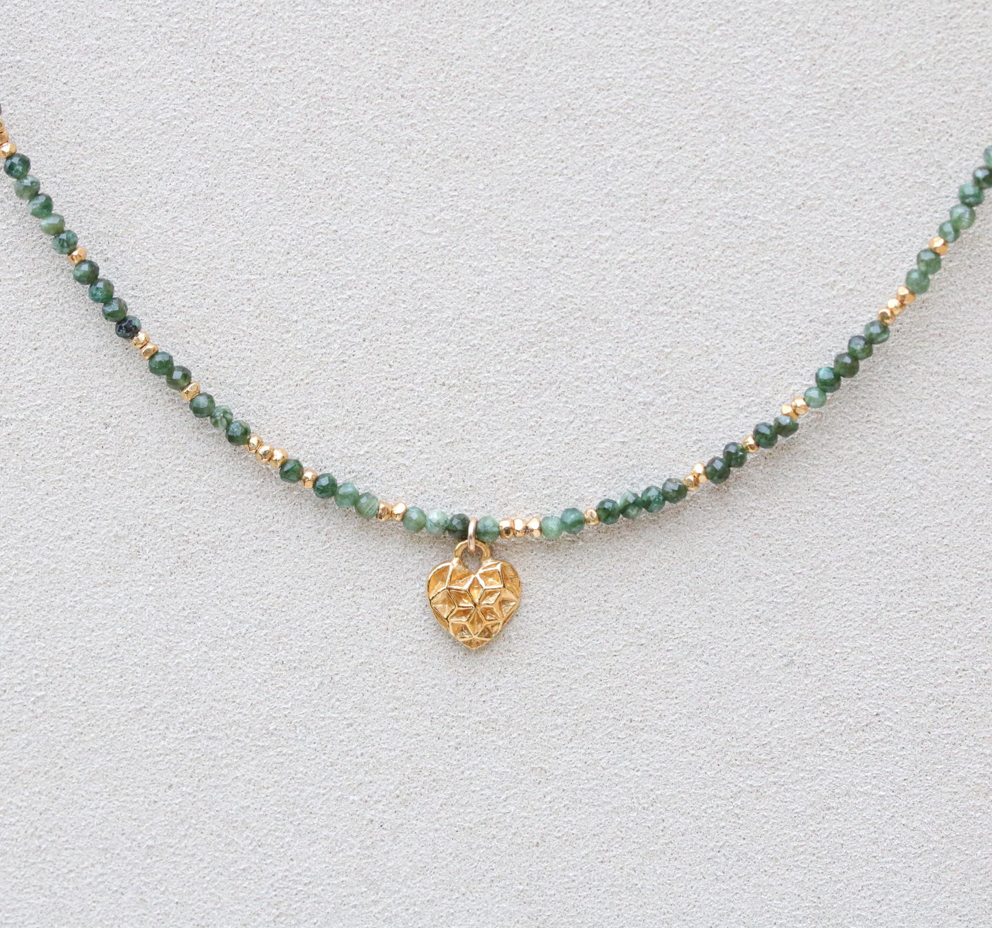 Seraphinite Gemstone Necklace: Karen Hill Tribe Gold Vermeil Heart Pendant
