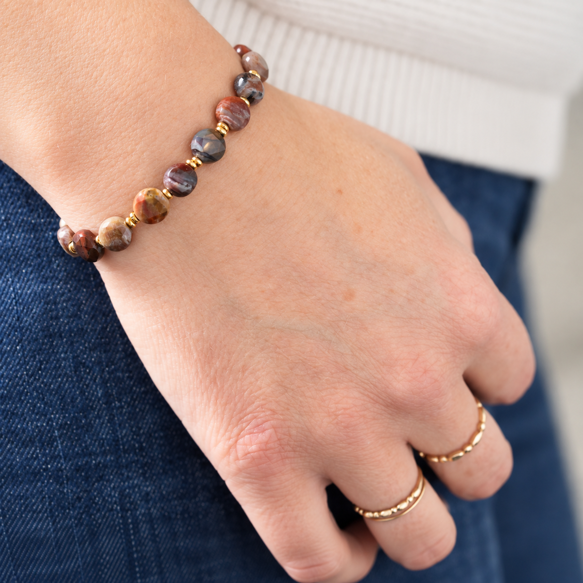 Fossilized Wood Gold Bracelet