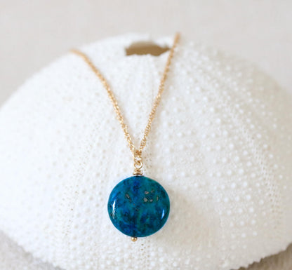 Gold Filled Agate Pendant Necklace: Adjustable Gemstone Slider