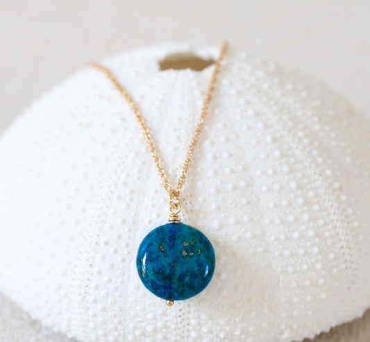 Gold Filled Agate Pendant Necklace: Adjustable Gemstone Slider