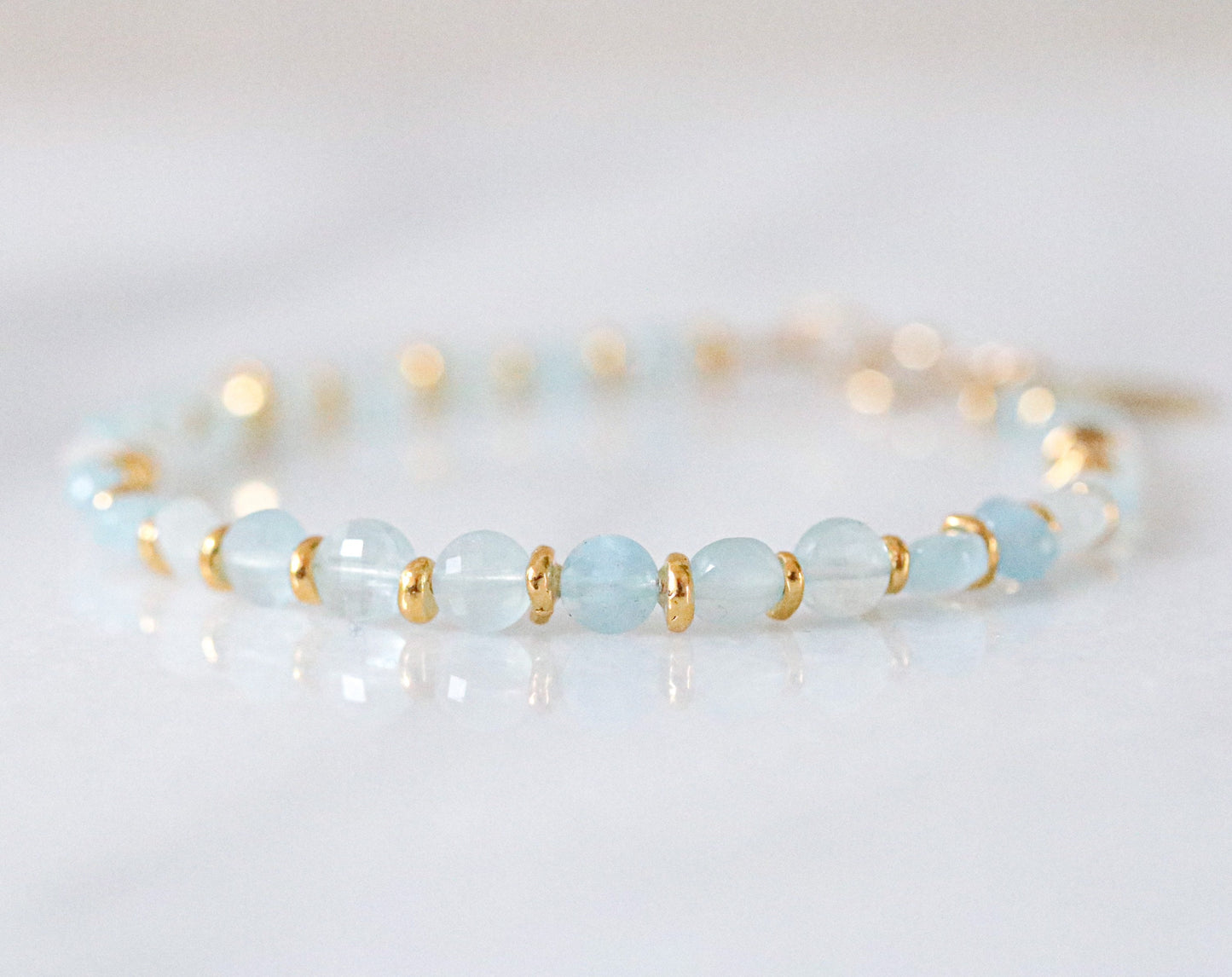 Aquamarine Bracelet: Karen Hill Tribe Gold Fill, March Birthstone