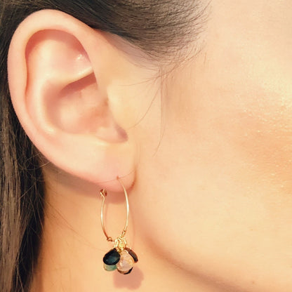 Gold Filled Hoop Earrings: Faceted Teardrop Tourmaline Gemstone Dangles