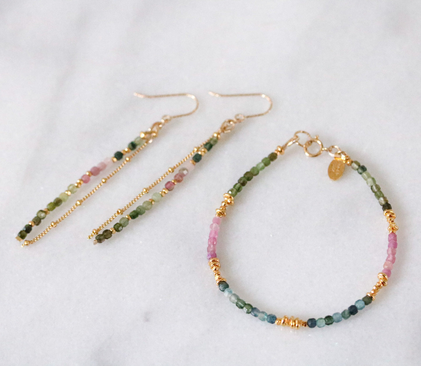 Watermelon Tourmaline Drop Earrings: Gold Vermeil Karen Hill Tribe Beads
