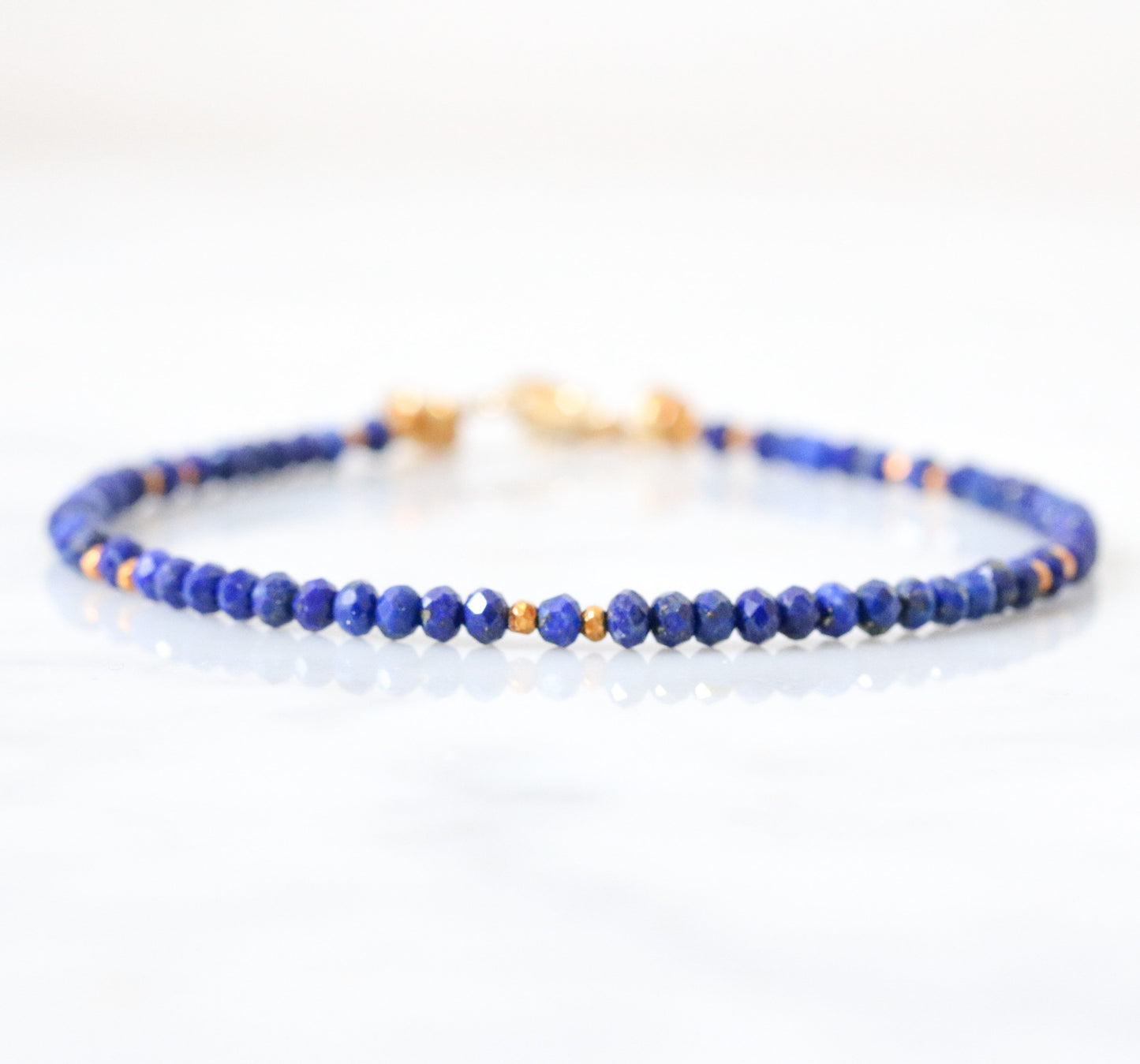 Handmade Lapis Lazuli Bracelet: Karen Hill Tribe Gold Vermeil Clasp