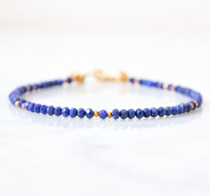 Handmade Lapis Lazuli Bracelet: Karen Hill Tribe Gold Vermeil Clasp