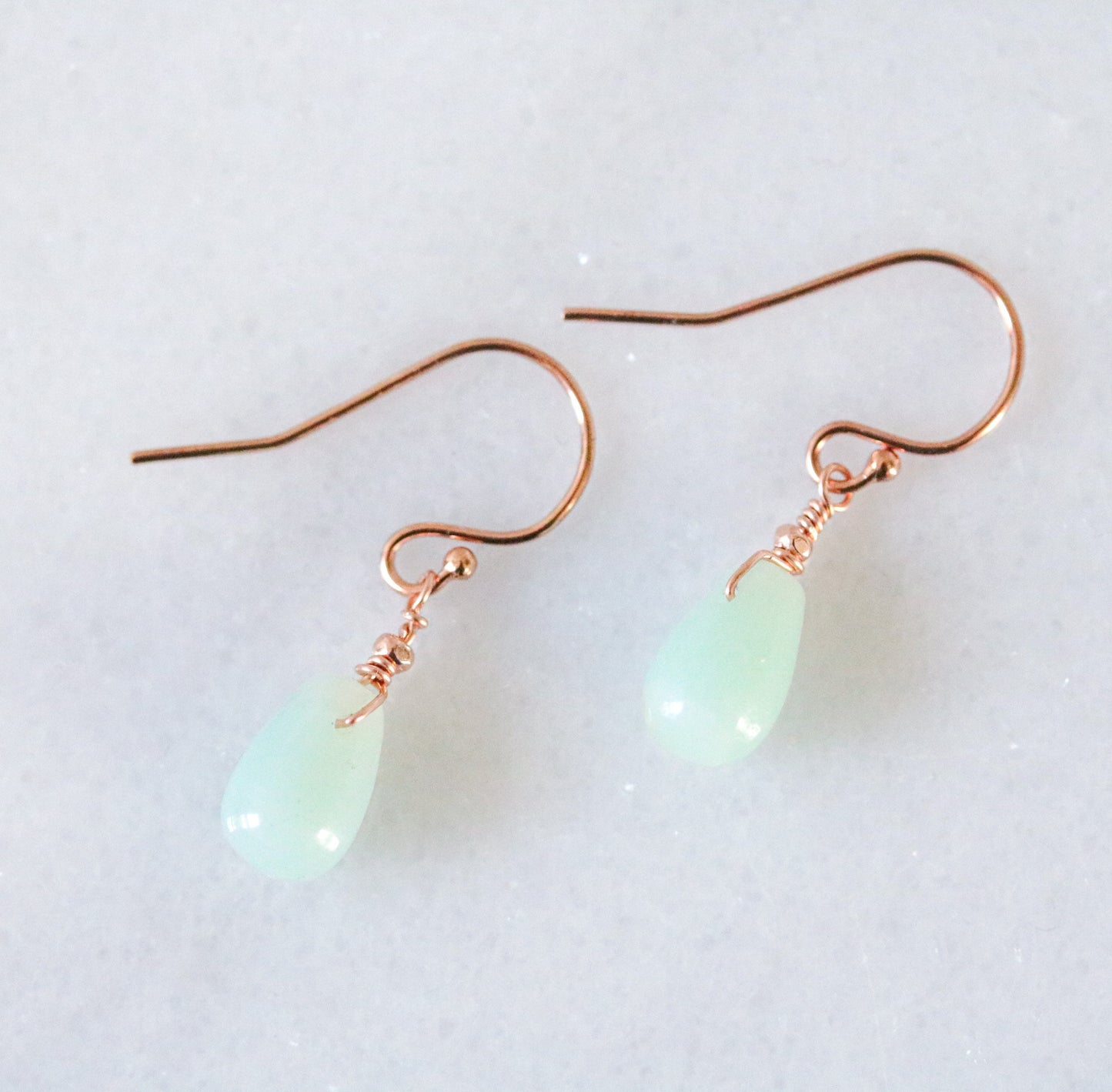 Handmade Amazonite Drop Earrings: Rose Gold Karen Hill Tribe Beads
