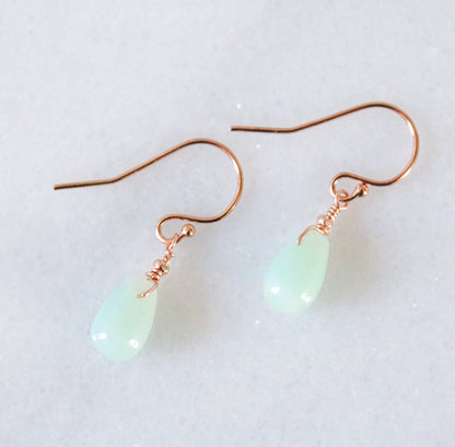 Handmade Amazonite Drop Earrings: Rose Gold Karen Hill Tribe Beads