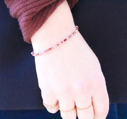 Red Spinel Bracelet: Rose Gold Karen Hill Tribe Nugget Beads