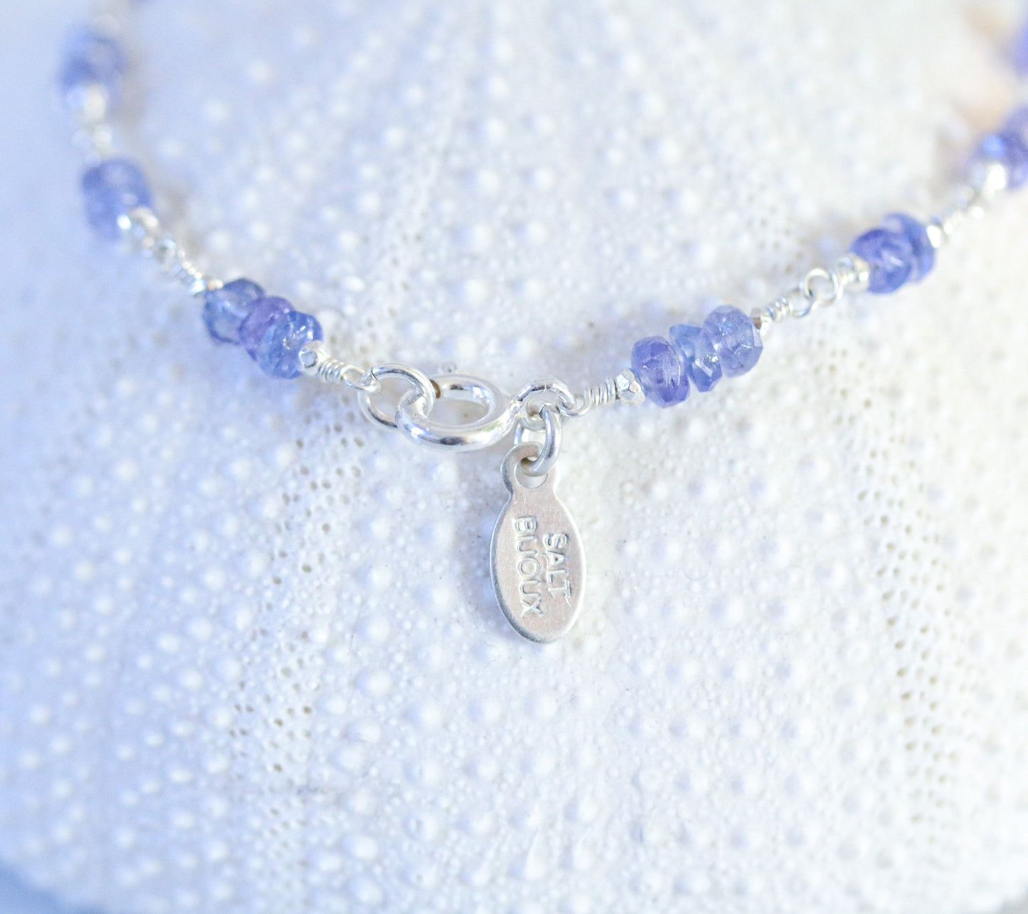 Tanzanite Sterling Silver Bracelet: Dainty Faceted Rondelles, December Birthstone