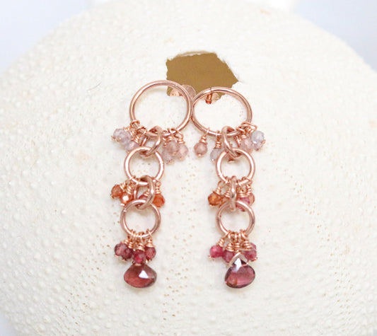 Handmade Rose Gold Pink Spinel Drop Earrings: Unique Gemstone Jewelry