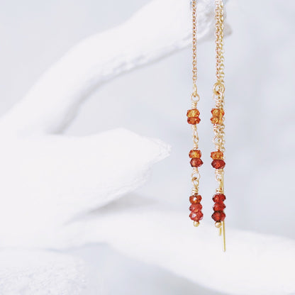 Handmade 14k Gold Filled Sapphire Threader Earrings: Minimalist Chic Design