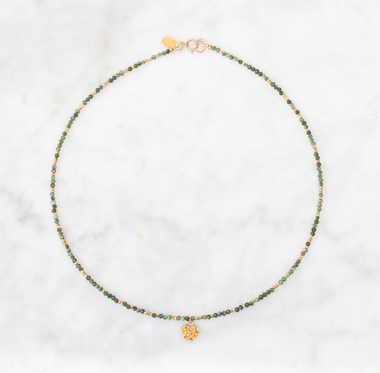 Seraphinite Gemstone Necklace: Karen Hill Tribe Gold Vermeil Heart Pendant