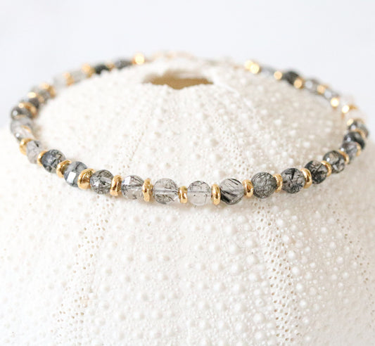 Rutilated Quartz Bracelet: Karen Hill Tribe Gold Vermeil, 14ct Gold Fill