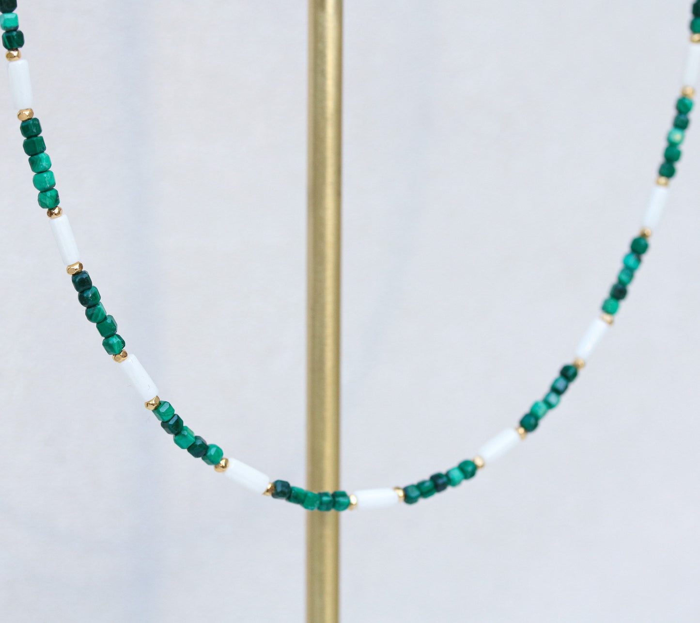 Malachite Choker: White Sea Bamboo & Gold Vermeil Necklace