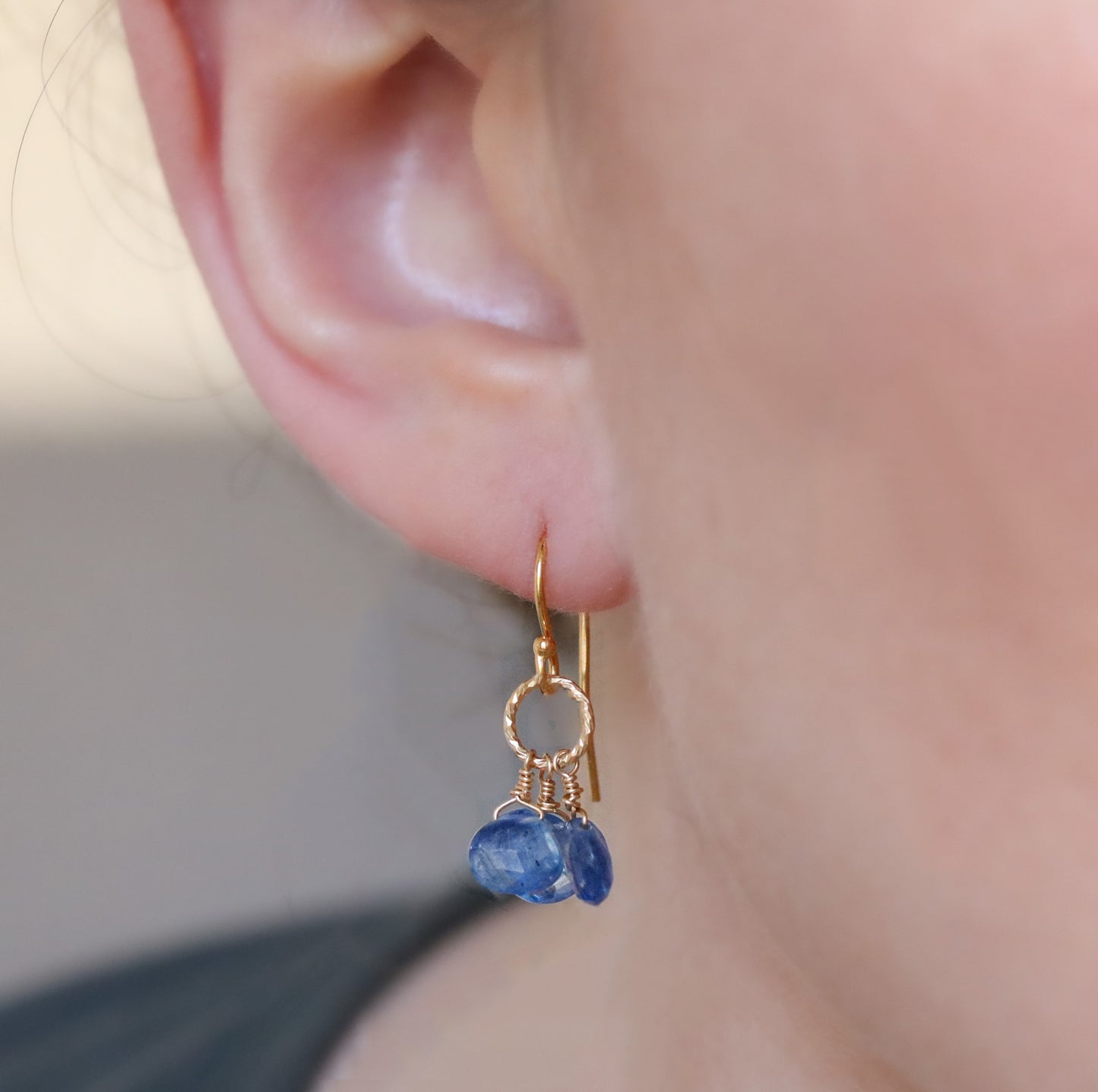 Handmade Kyanite Gemstone Gold Filled Hoop Earrings