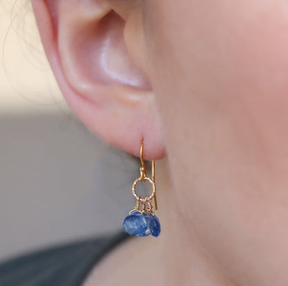 Handmade Kyanite Gemstone Gold Filled Hoop Earrings