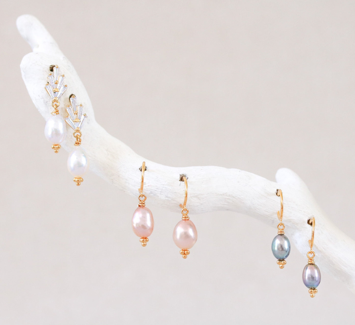 Handmade Art Deco Gold Vermeil Freshwater Pearl Earrings