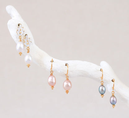 Handmade Art Deco Gold Vermeil Freshwater Pearl Earrings