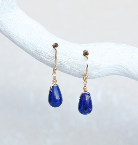 Lapis Lazuli Drop Earrings: Karen Hill Gold, September Birthstone