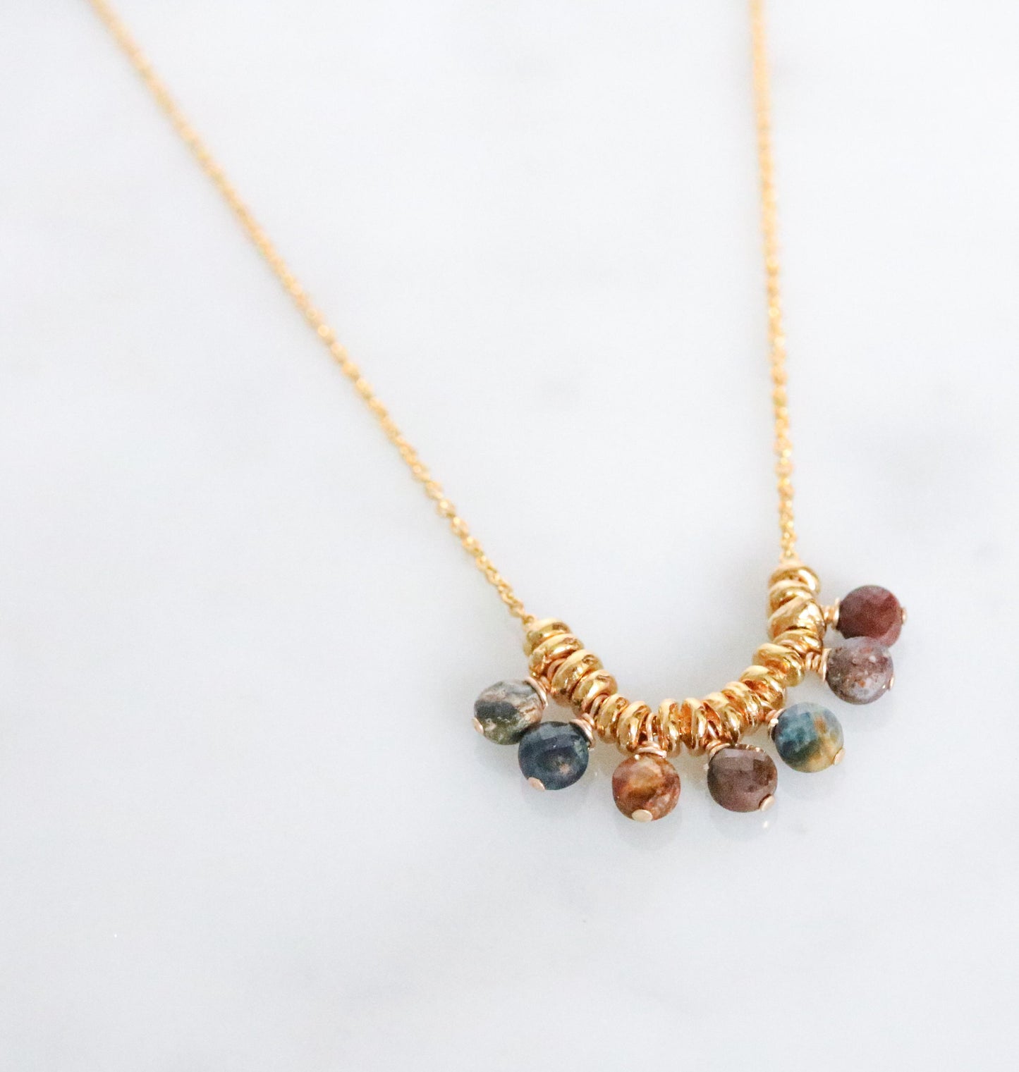 Faceted Pietersite Gemstone Necklace: 14k Gold Filled Charm