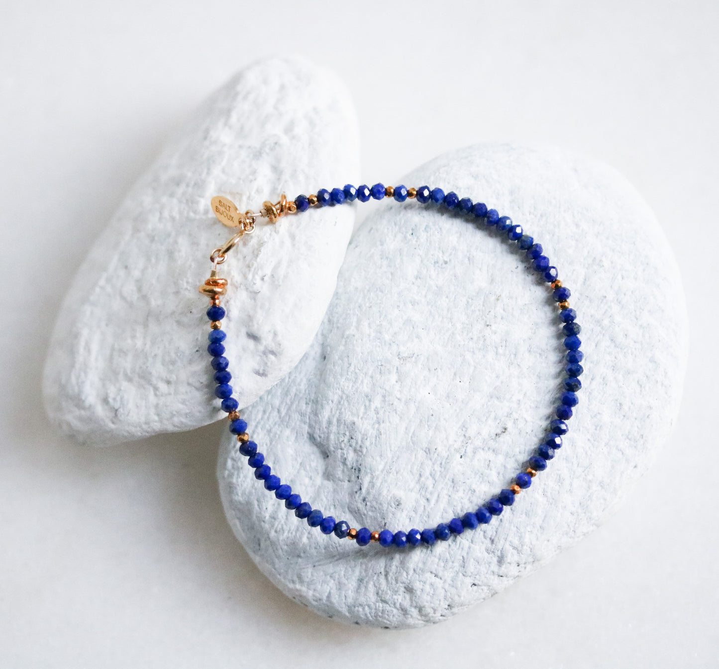 Handmade Lapis Lazuli Bracelet: Karen Hill Tribe Gold Vermeil Clasp
