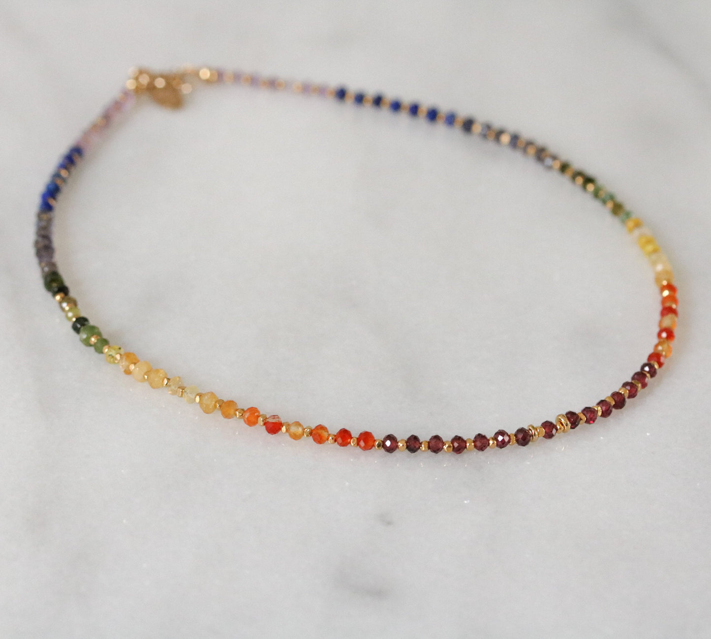 Rainbow Gemstone Necklace: Handmade Karen Hill Tribe Gold Vermeil Jewelry