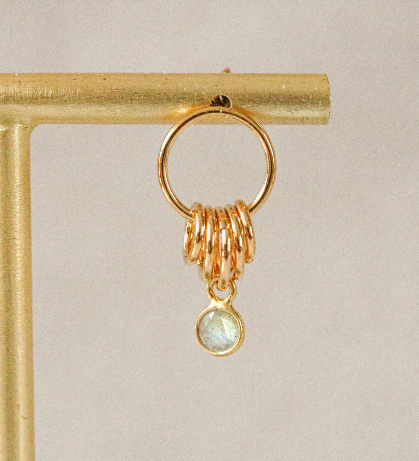 Faceted Labradorite Gold Vermeil Dangle Earrings - Handmade in Paris