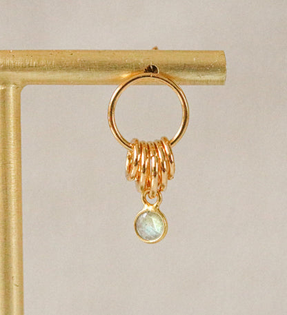 Faceted Labradorite Gold Vermeil Dangle Earrings - Handmade in Paris